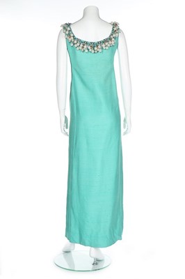 Lot 152 - A Christian Dior turquoise silk evening gown,...