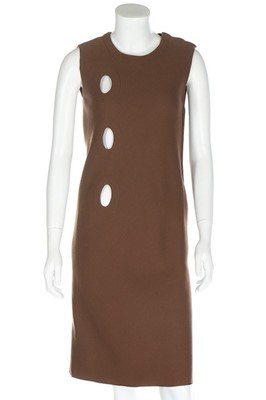 Lot 174 - A Pierre Cardin couture brown wool crêpe...