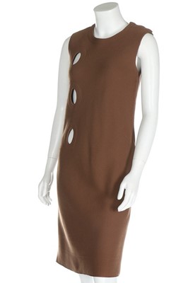 Lot 174 - A Pierre Cardin couture brown wool crêpe...