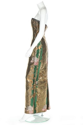 Lot 160 - A Dior New York Japonism brocaded lamé sheath,...