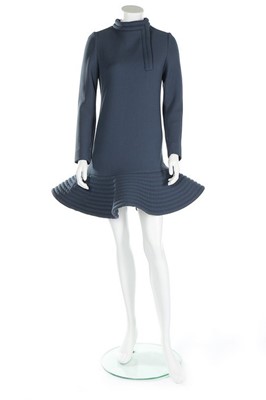 Lot 183 - A Pierre Cardin air-force blue wool dress,...