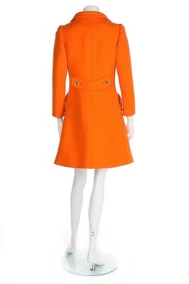 Lot 176 - A Courrèges orange wool mini-dress and coat,...
