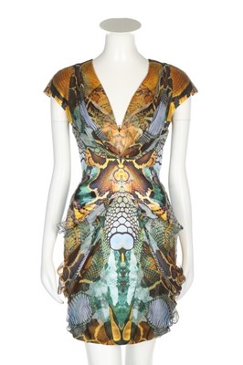 Lot 307 - An Alexander McQueen reptile-print organza...