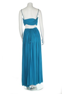 Lot 206 - A Madame Grs couture pleated turquoise evening...