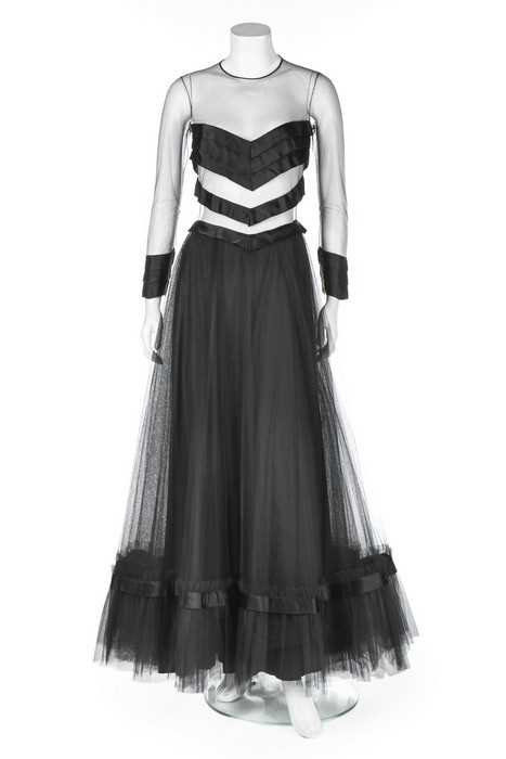 Lot 193 - A Loris Azzaro black tulle and satin ribbon...