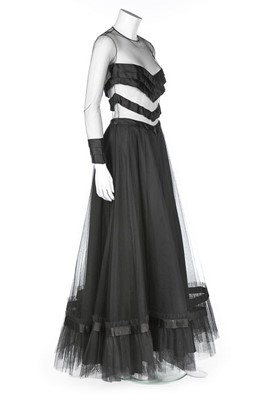 Lot 193 - A Loris Azzaro black tulle and satin ribbon...