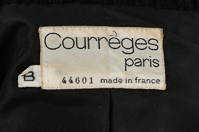 Lot 178 - A Courregès couture black vinyl mock croc coat,...