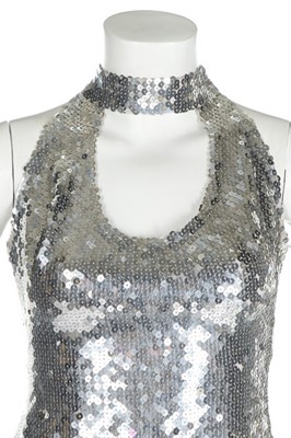 Lot 194 - A Loris Azzaro silver sequined halter-neck...