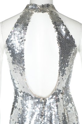 Lot 194 - A Loris Azzaro silver sequined halter-neck...