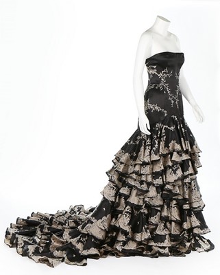 Lot 308 - An Alexander McQueen printed organza evening...