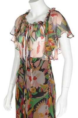 Lot 201 - An Ossie Clark/Celia Birtwell printed chiffon...