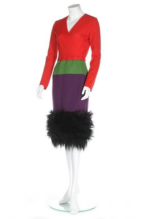 Lot 180 - A Lanvin couture knitted jersey colour block...