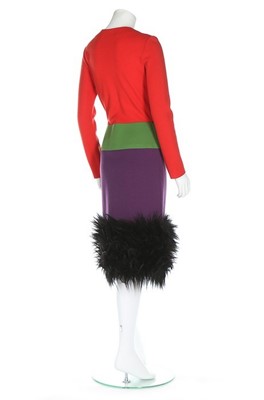 Lot 180 - A Lanvin couture knitted jersey colour block...