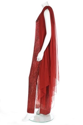 Lot 218 - A Halston flame-beaded and sequined evening...