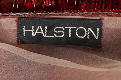 Lot 218 - A Halston flame-beaded and sequined evening...