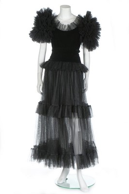 Lot 224 - An Yves Saint Laurent black tulle and velvet...