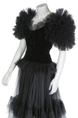 Lot 224 - An Yves Saint Laurent black tulle and velvet...