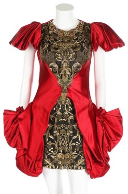 Lot 310 - An Alexander McQueen embroidered scarlet satin...