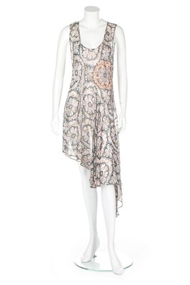 Lot 250 - A John Galliano 'Lace' print chiffon bias cut...