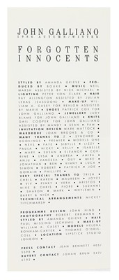 Lot 242 - A rare John Galliano show card, 'Forgotten...
