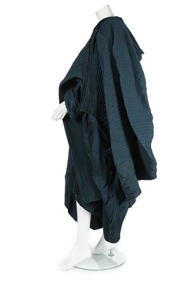 Lot 231 - A Romeo Gigli peacock-blue pleated cocoon coat,...