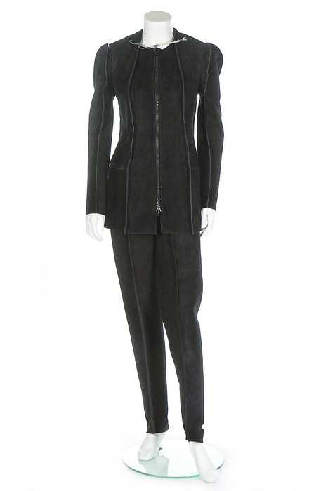 Lot 237 - A Maison Martin Margiela black suede ensemble,...