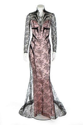 Lot 221 - A dramatic Thierry Mugler pink satin and black...