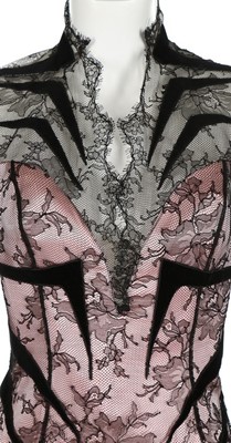 Lot 221 - A dramatic Thierry Mugler pink satin and black...