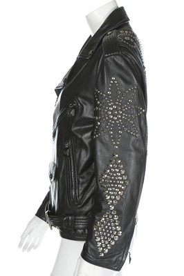 Lot 217 - A Gianni Versace studded black leather jacket,...