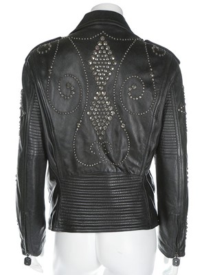 Lot 217 - A Gianni Versace studded black leather jacket,...