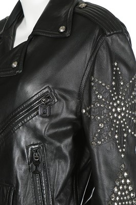 Lot 217 - A Gianni Versace studded black leather jacket,...