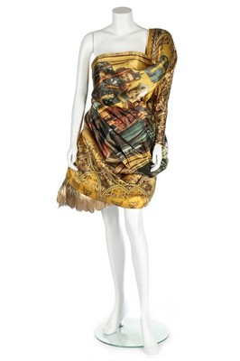 Lot 309 - An Alexander McQueen printed silk and...