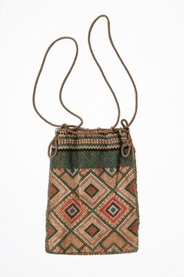 Lot 394 - An embroidered reticule, 1792, dated and...