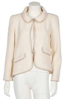Lot 183 - A Chanel ivory boucl wool jacket, 2000s,...