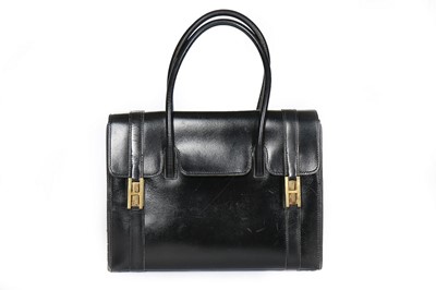 Lot 1 - An Hermès black leather 'Drag' bag, 1960s,...