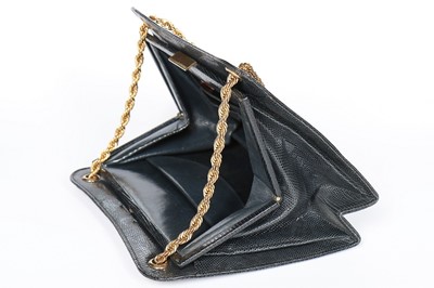 Lot 10 - A Cartier blue/black lizard handbag with...