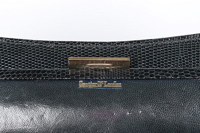 Lot 10 - A Cartier blue/black lizard handbag with...