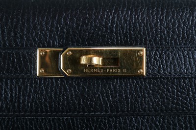 Lot 9 - An Hermès black Fjord leather Kelly bag, 1995,...