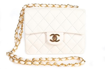 Lot 5A - A Chanel quilted white leather bag, 1990s,...