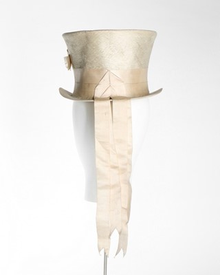 Lot 50 - An unusual white beaver top hat for a boy or a...