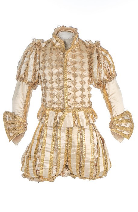 Lot 28 - A rare ivory satin doublet and hose worn to