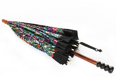 Lot 56 - A fine printed cotton satin parasol, possibly...