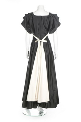 Lot 66 - A black and white satin bias cut evening gown,...