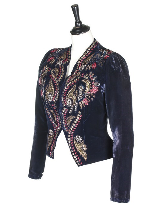 Lot 113 A midnightblue velvet evening jacket,