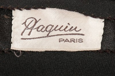 Lot 95 - A Paquin couture bias cut black satin evening...