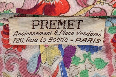 Lot 114 - A rare Premet couture printed silk crêpe...
