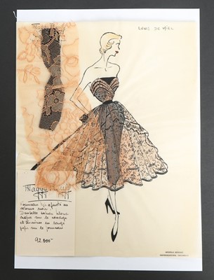 Lot 20 - Two Maggy Rouff sketches of evening dresses,...