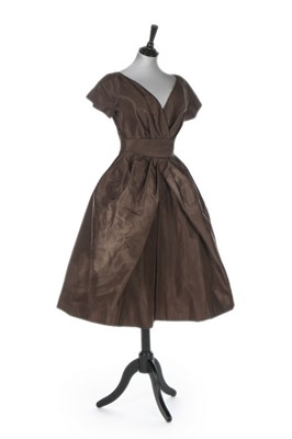 Lot 130 - A Christian Dior couture chestnut brown silk...