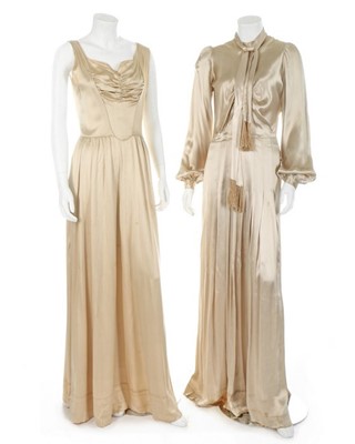 Lot 136 - Assorted clothing, comprising: two 1930s ivory...