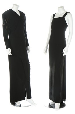 Lot 195 - A Gilbert Adrian couture black crepe evening...